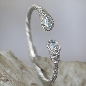 BLUE TOPAZ STERLING SILVER OPEN CUFF BRACELET